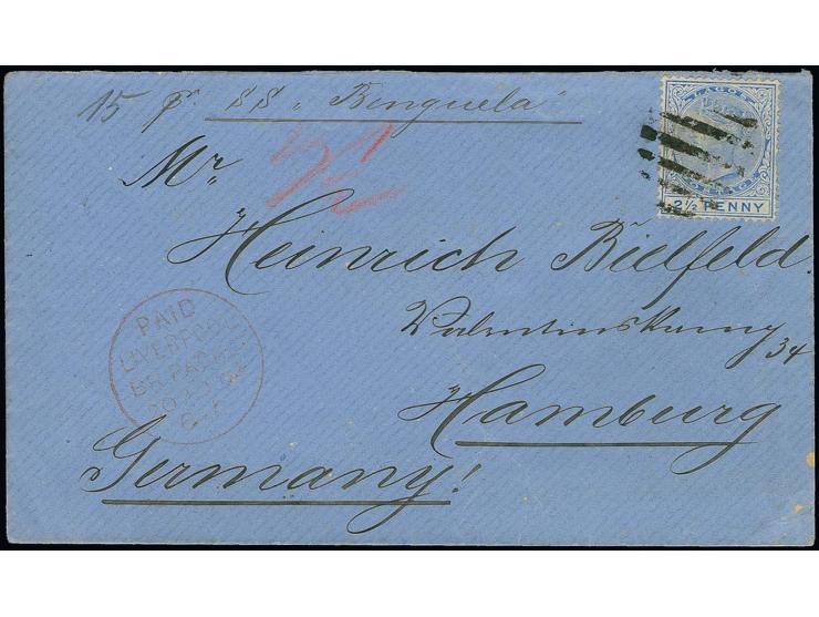 1887/1902, 2½ p. ultramarine, tied to cover from "LAGOS JY 19 94" to Germany, showing on front red "PAID LIVERPOOL BR.PACKET"