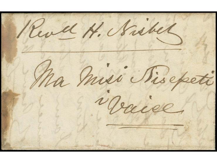 INTER ISLAND MAIL: 1850 (ca.), Apia to Vaiee, small folded letter from Reverend W. Harbutt to Henry Nisbet, with interesting 