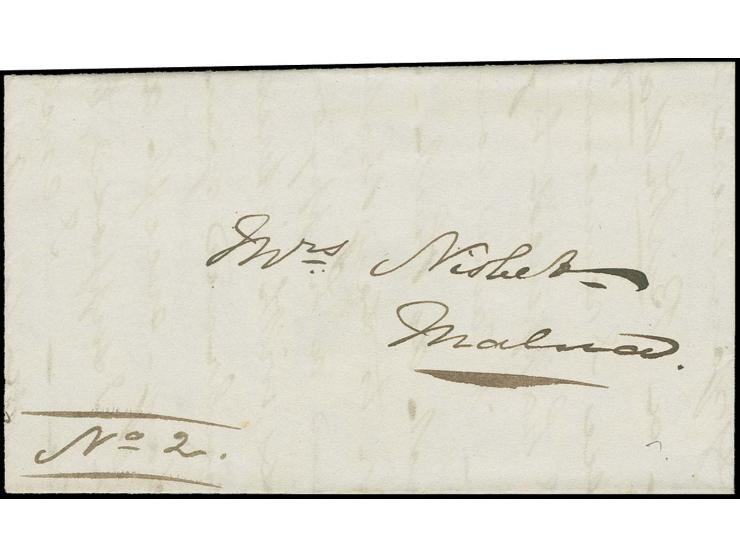 INTER ISLAND MAIL: 1852, Malua, folded lettersheet dated "Malua - Wed. Night 8 Sep. 1852" from Reverend Nisbet to his wife wi