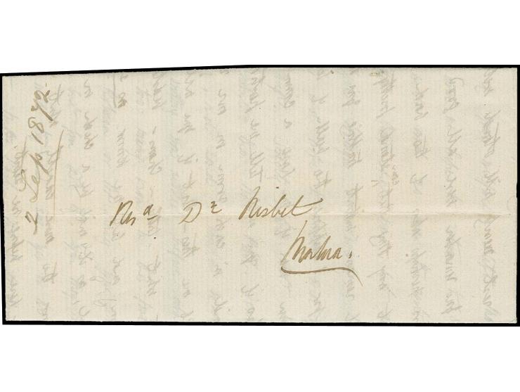 1872, Liverpool to Malua, folded mourning lettersheet to Reverend Nisbet, without any cancellations or transit marks, certifi