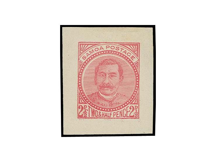 1886-1900 PALM TREES AND MALIETOA ISSUE: Die proof 2½d. rose on wove paper, fine