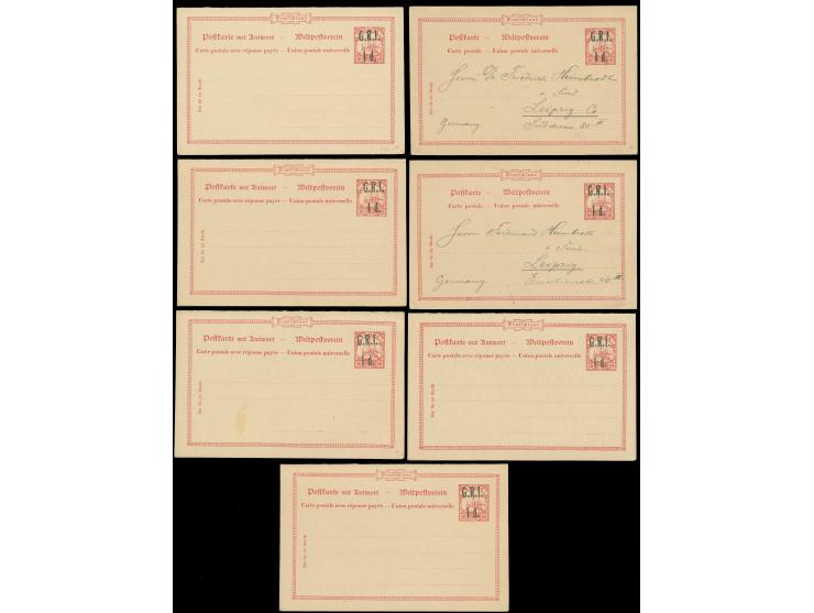MAIL RETAINED FROM THE CENSORS: 5 unused double and two normal postal stationary cards GRI 1d. on 10 Pfg. addressed to Leipzi