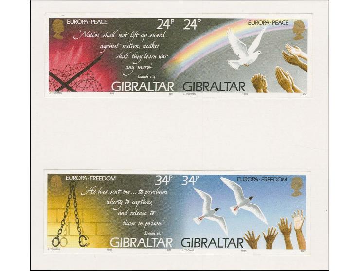 Imperf set of 4 (2 se-tenant proof pairs) mounted on plain card complete with issued stamps,