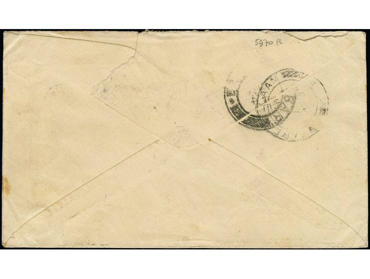 1930, 25 c. and 6 c., tied by cds. "ZANZIBAR R.E.G." 20.FE.34" to airmail cover from South Africa with adjacent tax cancel, s