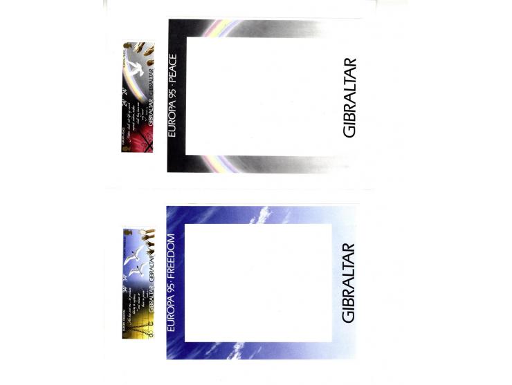 Imperf sets of 4 (2 se-tenant proof pairs) plus proof of outer frame for sheetlets mounted in BDT folder.