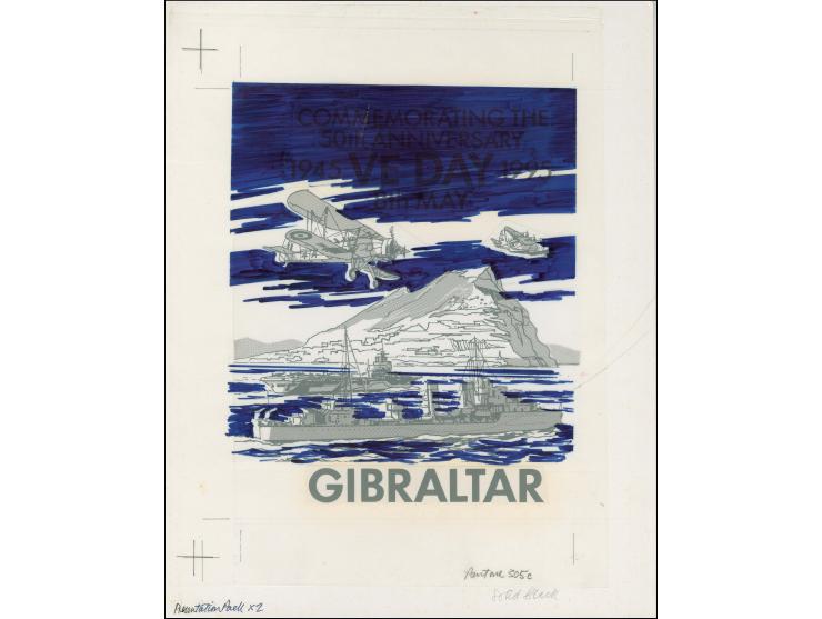 Original pen & ink drawing by A D Theobald as used for Presentation Pack on board with lettering plus tracing paper overlay, 