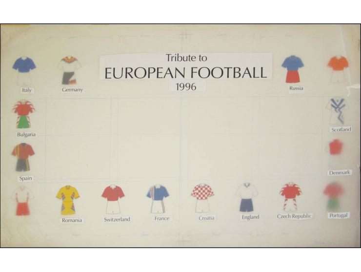 Original watercolour artwork designed by Steven Noon as used for border of m/sheet on board with tracing paper overlay for le