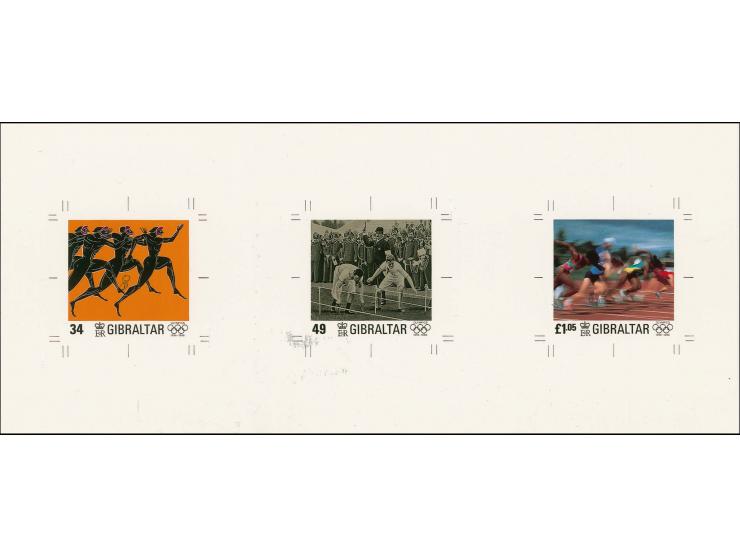 Imperf Cromalin proof essays, set of 3, mounted in Walsall Security Printers folder similar to issued stamps except p added a