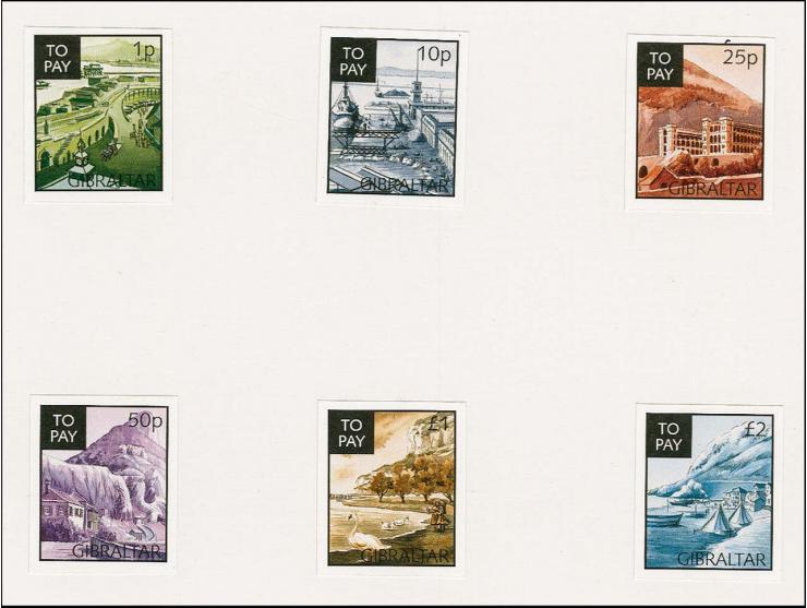 Imperf proof set of 6 as issued mounted in BDT presentation folder.