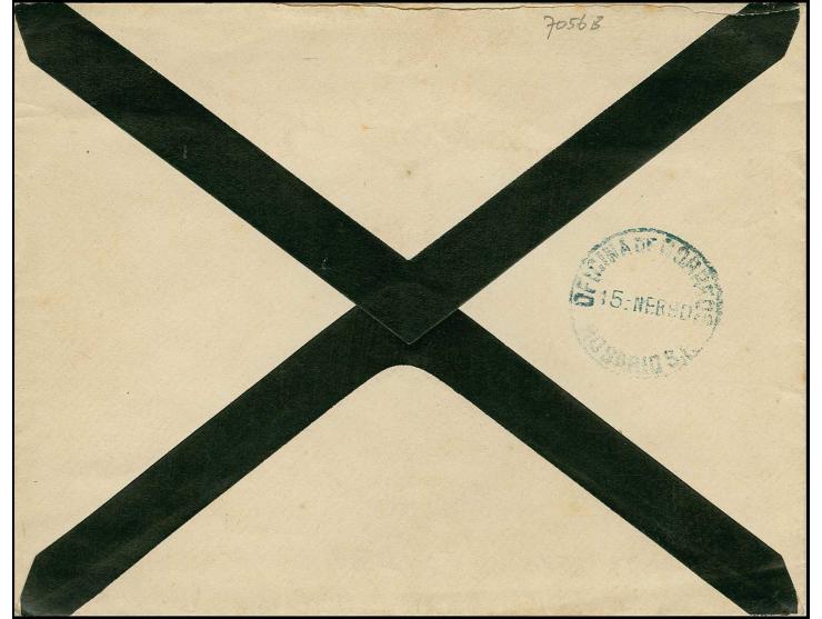 1890, 10 c. red tied by blue cds. "OFICINA EXPEDICION...15.EN.90" to mourning cover with arrival mark "ROSARIO 15.NER.90", ti