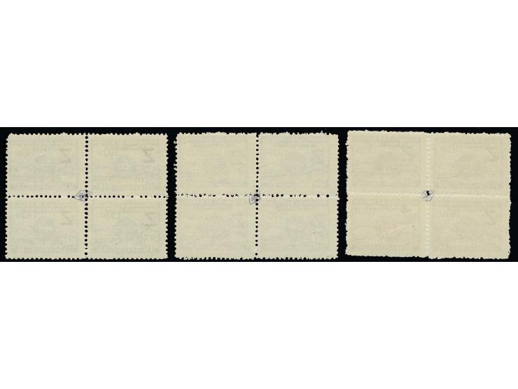 1930, Graf Zeppelin 1,50-6 b. in blocks of 4, one value each with variety "comma instead of dot", unmounted mint
 
 
