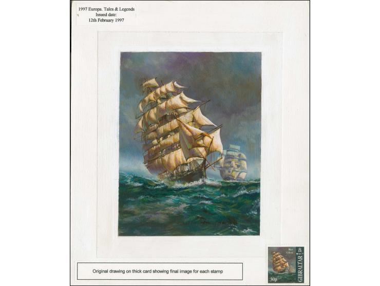 Mary Celeste - Original water colour artwork by Sharif Tarabay of Canada as used for 30p stamp, on board image size 115 x 145
