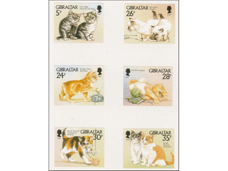 Imperf set of 6 proofs as issued stamps mounted in BDT folder.
