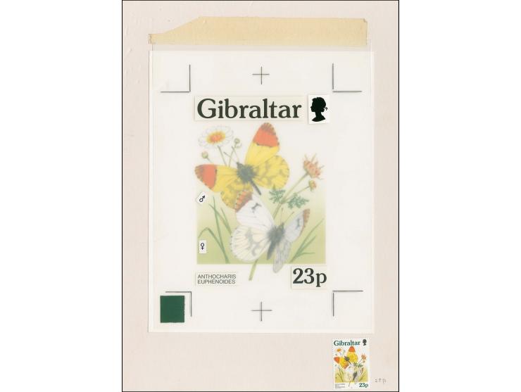 Anthocharis belia euphenoides - Original hand painted artwork by Roger Gorringe (Famous Sussex artist) as used for 23p value 