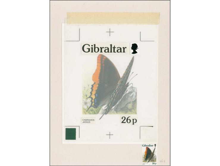 Charaxes jasius - Original hand painted artwork by Roger Gorringe (Famous Sussex artist) as used for 26p value on board 205 x