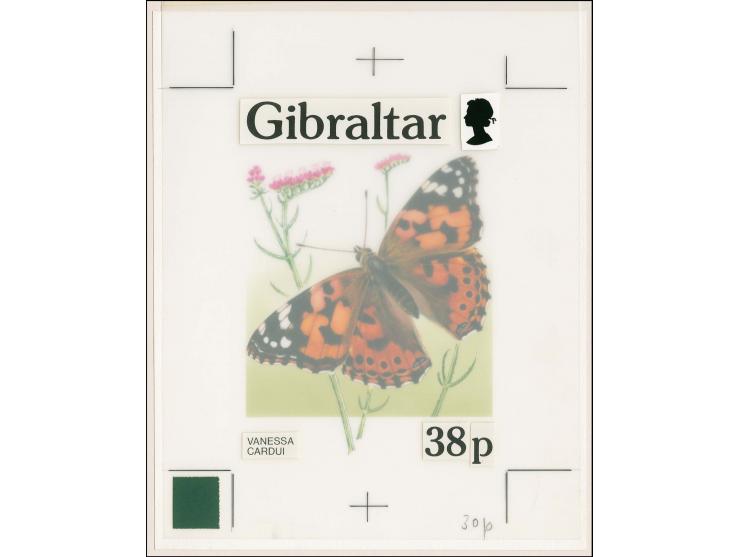 Vanessa cardui - Original hand painted artwork by Roger Gorringe (Famous Sussex artist) as used for 30p value on board 205 x 