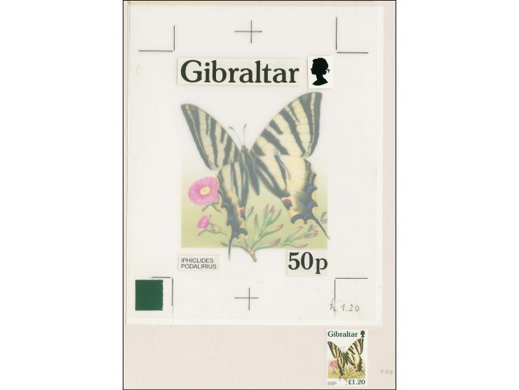 Iphiclides podalirius - Original hand painted artwork by Roger Gorringe (Famous Sussex artist) as used for £1.20 value on boa