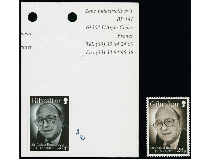 Imperf proof in grey-black mounted on small card endorsed A2 complete with issued stamp.