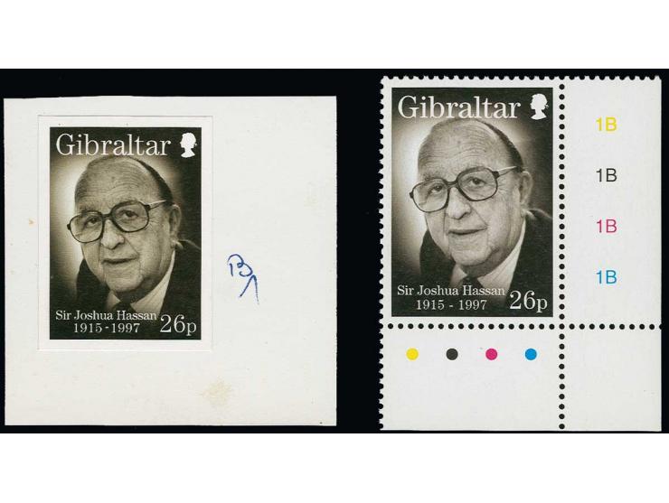 Imperf proof in near issued colours mounted on small card endorsed B1 complete with issued stamp.