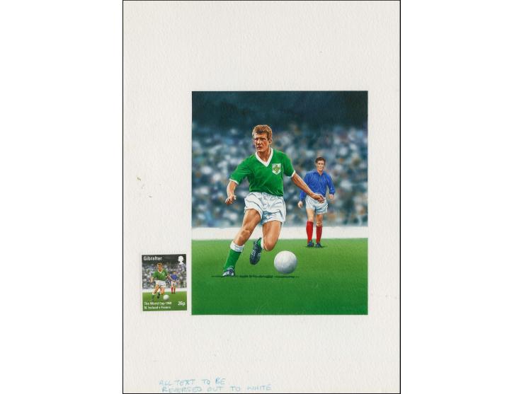 N Ireland v France - Original hand painted artwork by Lee Montgomery as used for the 26p value mounted on board image size 11