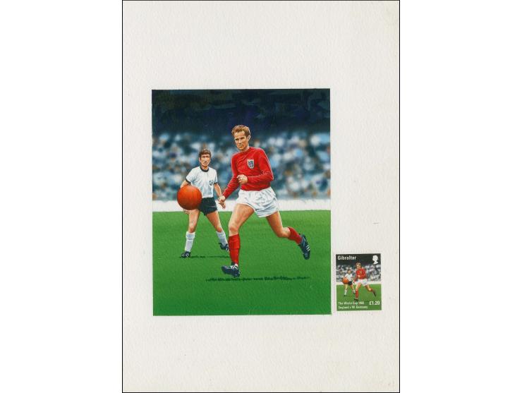 England v W Germany - Original hand painted artwork by Lee Montgomery as used for the £1.20 value mounted on board image size