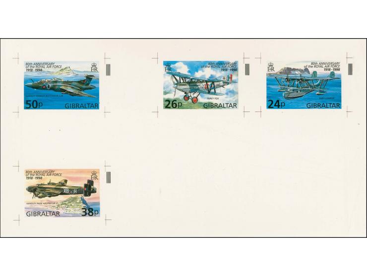 Imperf Cromalin proof containing the set of 4 plus issued stamps