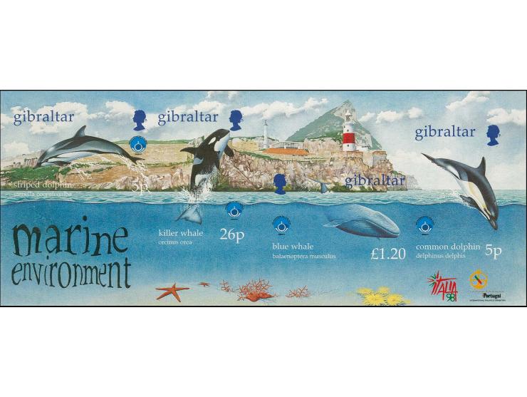 Imperf proof of miniature sheet mounted in House of Questa folder numbered 000001 and endorsed with a X, proof shows Gibralta