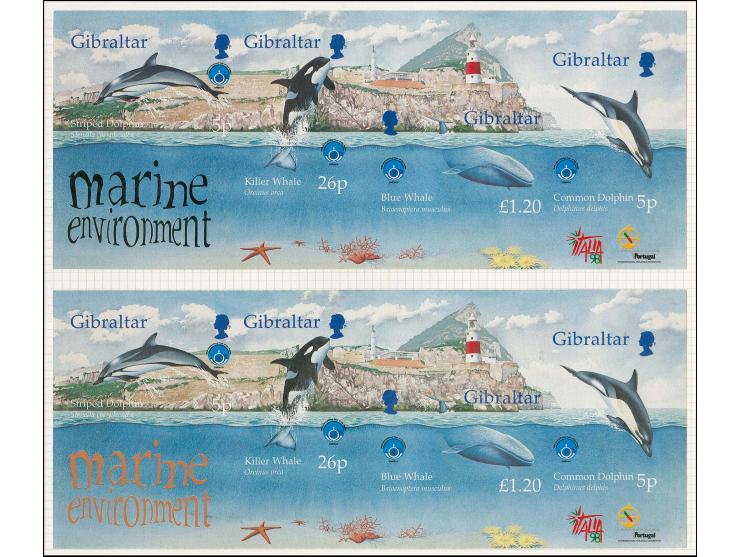 Imperf proof of miniature sheets mounted on board, proof shows Gibraltar and descriptions all in upper/lower case and &bdquo;