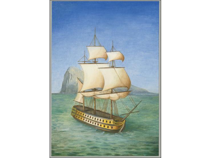 HMS Vanguard - Original water colour artwork by Martin Hargreaves (Illustration Ltd) as used for 35p value, on A4 card in pic