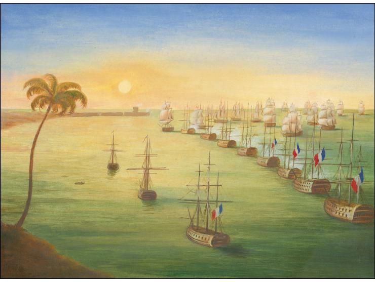 Battle of the Nile - Original water colour artwork by Martin Hargreaves (Illustration Ltd) as used for 50p value, on A3 card 