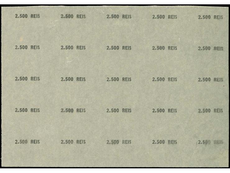 1931, "2.500 REIS" overprint proof on glassine paper, block of 25, fine, scarce