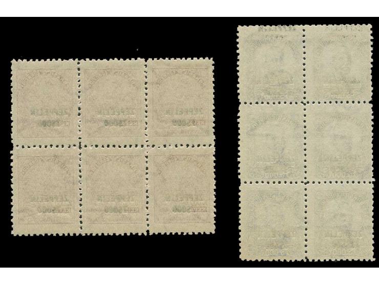 1932, Zeppelin 3.500 $ on 5000 R. and 7.000 $ on 10000 R. , each in block of 6, unmounted mint