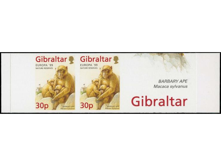 Barbary Macaque (inscribed Barbary Ape and capital S in Sylvanus) 30p imperf pair in issued colours mounted on part Cartor pr