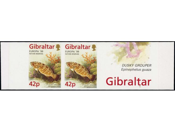 Dusky Perch 42p imperf pair in issued colours colours except inscribed Grouper mounted on part Cartor presentation card with 
