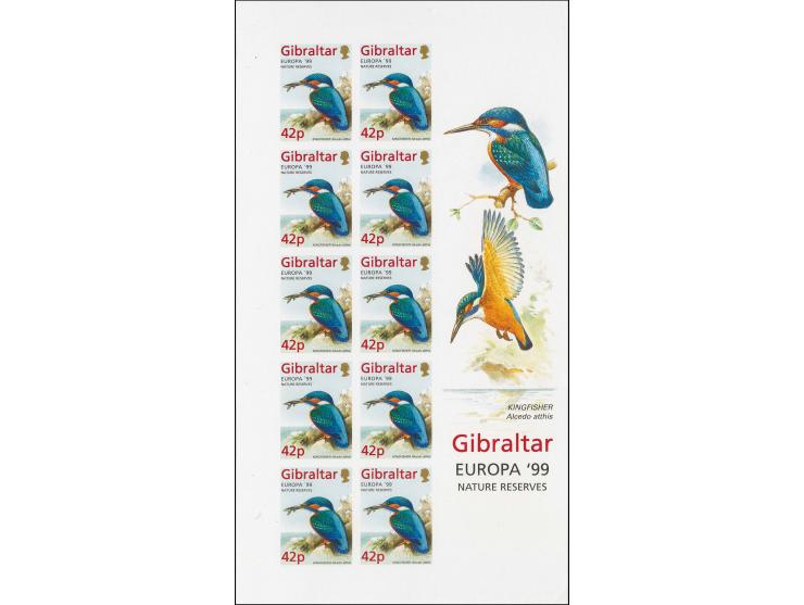 Kingfisher 42p, three imperf proofs, sheet of 10 in issued colours mounted on Cartor presentation card
