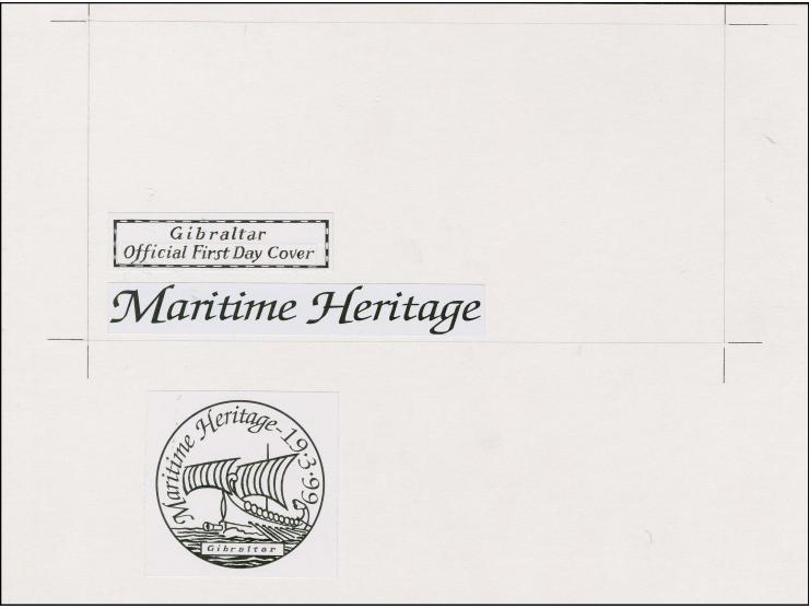 Original pen and ink artwork for First Day Cover and postmark by unknown artist on A4 board