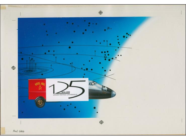 Original watercolour artwork designed by Nick Watton (Cornish artist) as used for the Official First Day Cover on card mounte