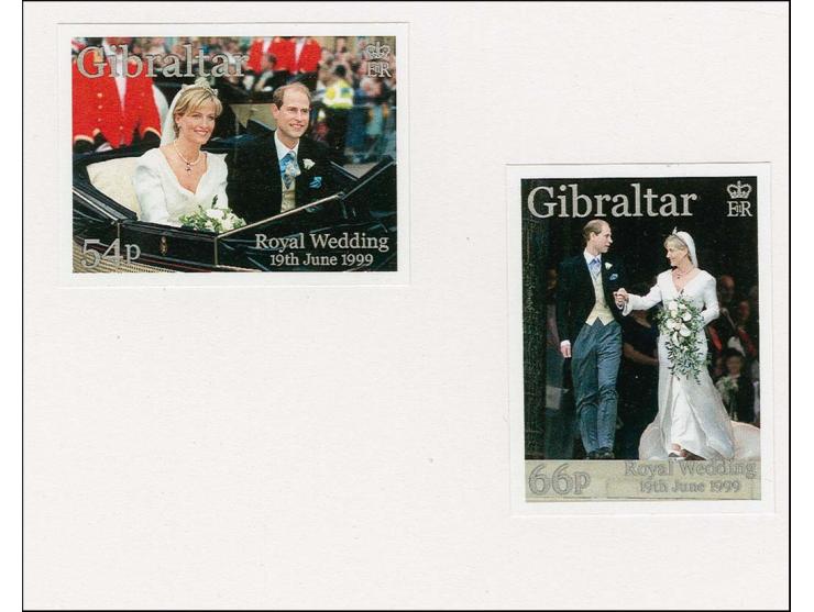 Six imperf proofs of 54p & 66p in issued colours mounted on Cartor presentation card