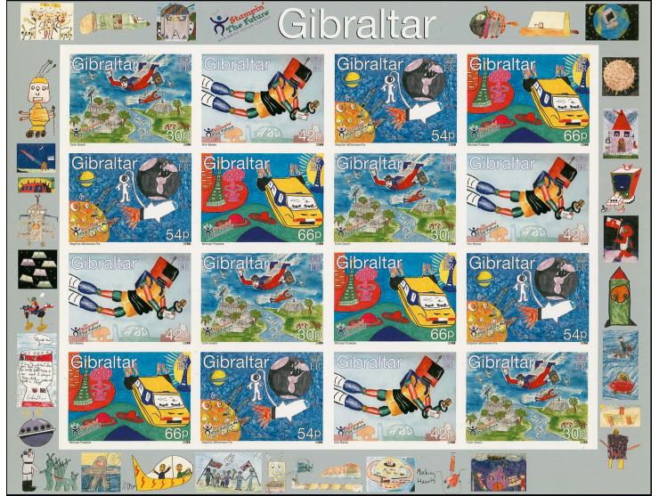 Cromalin imperf proof sheetlet of 16 comprising 4 x sets of 4 in issued colours mounted in House of Questa folder, plus issue