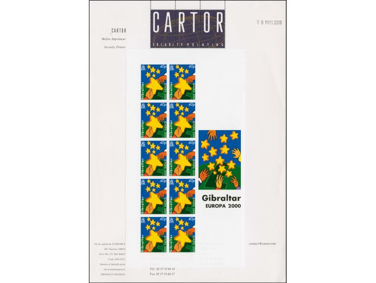 Exchanging Star 40p imperf proof sheet of 10 as issued (with Royal Cypher) mounted on Cartor presentation card