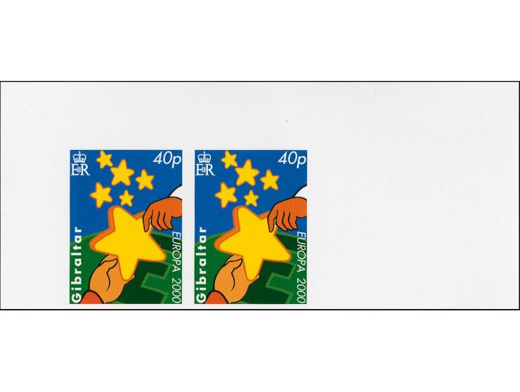 Exchanging Star 40p, two imperf proof pairs as issued (with Royal Cypher) mounted on Cartor presentation card