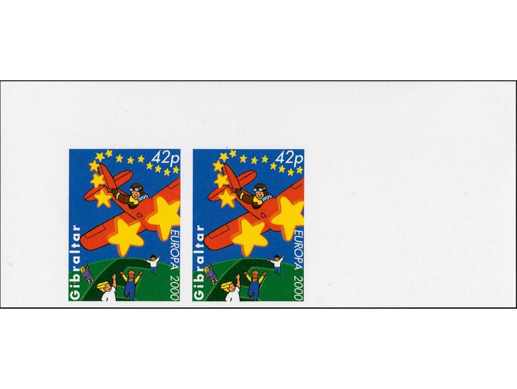 Stars & Airplane 42p, three imperf proof pairs as issued except without Royal Cypher mounted on Cartor presentation card