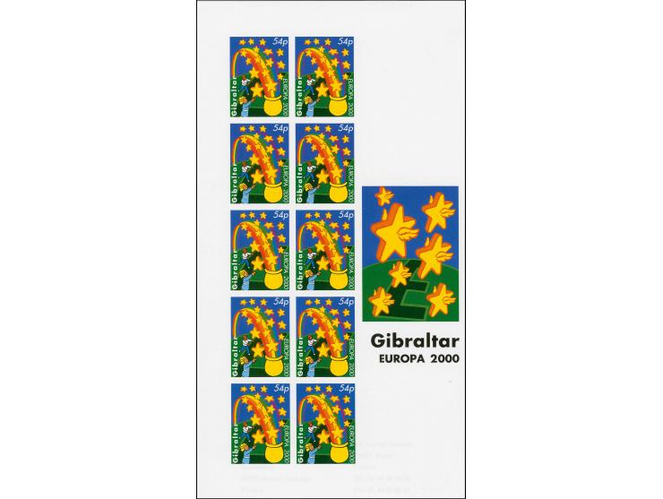 Stars & Rainbow 54p, four imperf proofs, sheet of 10 as issued except without Royal Cypher mounted on Cartor presentation car