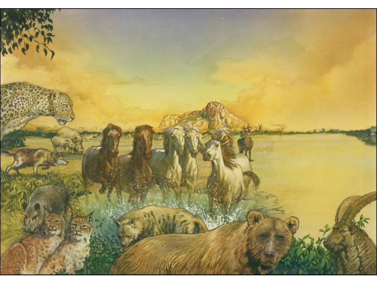 Sandy Plains - Original water colour artwork by Christian Hook (Design by Stephen Perera) as used for background of booklet p