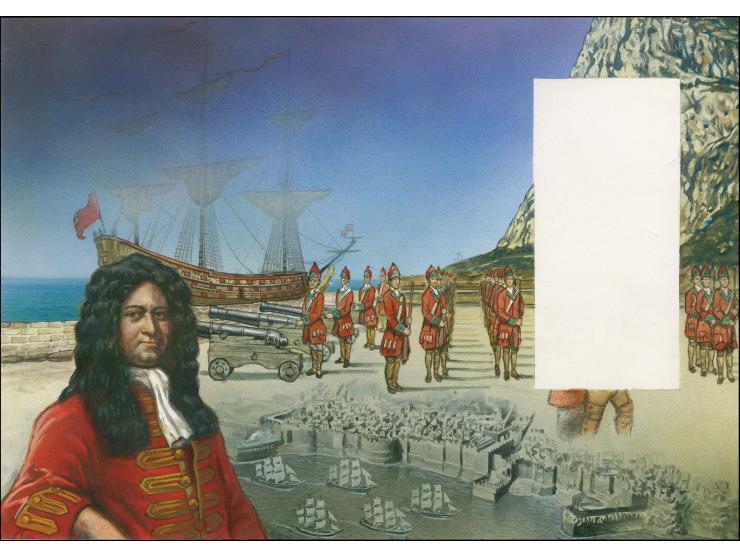 British Gibraltar - Original water colour artwork by Christian Hook (Design by Stephen Perera) as used for background of book
