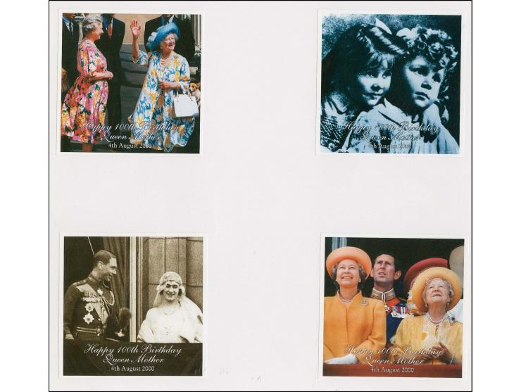 Three sets of 4 imperf label proofs (twice stamp size as used for inter-paneau gutter) mounted on Cartor presentation card