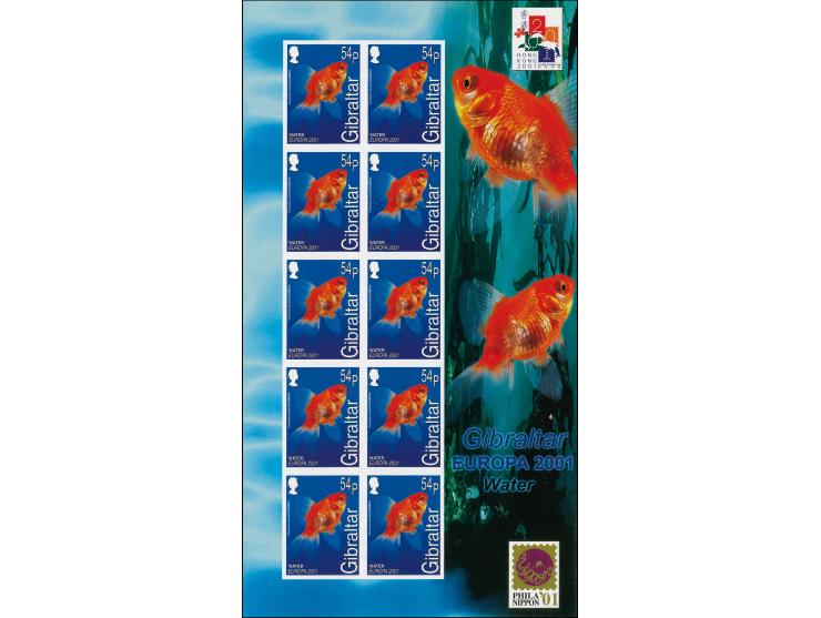 Goldfish 54p imperf proof sheet of 10 as issued mounted on Cartor presentation card