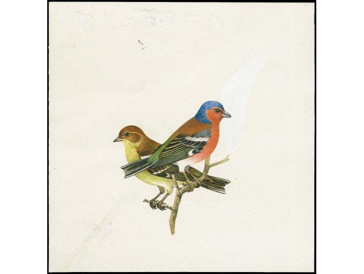 Chaffinch - Original hand painted artwork by Roger Gorringe (Famous Sussex artist) as used for £1 Postage Due, on paper 125 x