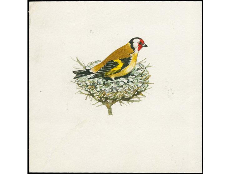 Goldfinch - Original hand painted artwork by Roger Gorringe (Famous Sussex artist) as used for £2 Postage Due, on paper 125 x