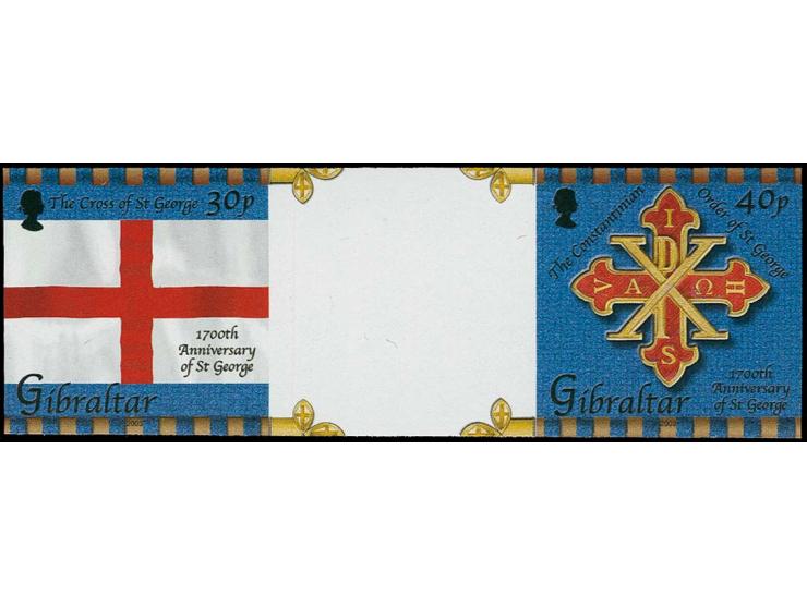 Flag 30p & MCO Cross 40p imperf se-tenant gutter pair as issued designs, unmounted mint (lightly creased)